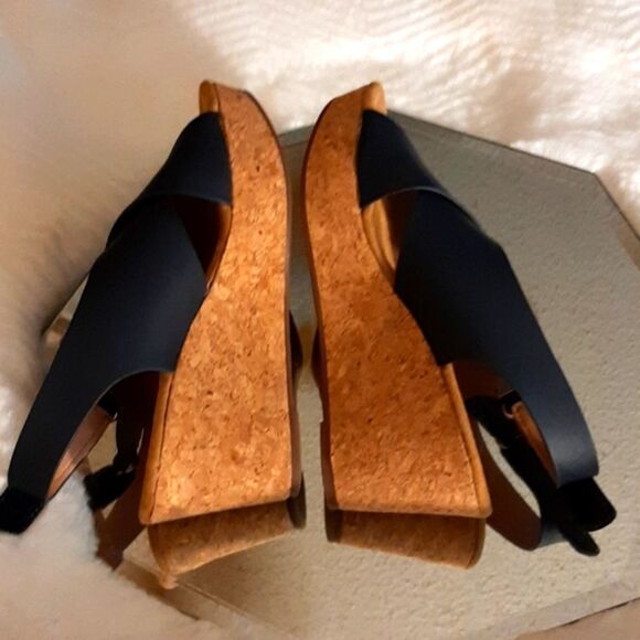 Womans Cushioned Air  Padded Insoles  Blue Strap Cork  Wedge Sandals Sho… - Picture 5 of 10